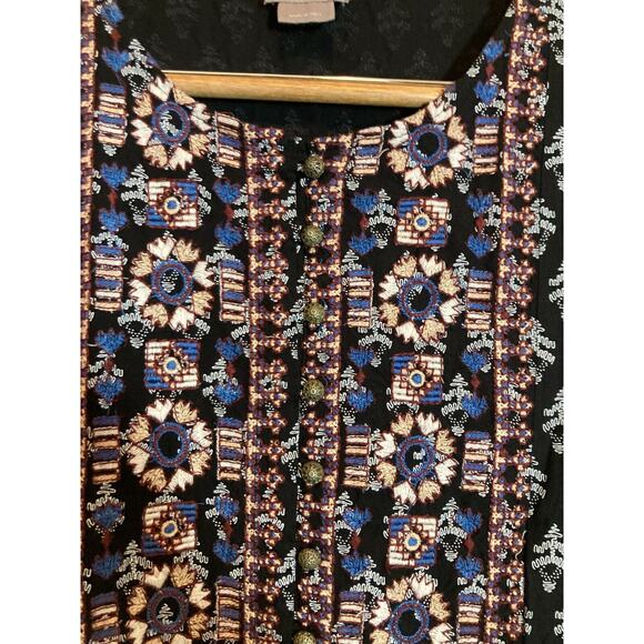 Vanessa Virginia Anthropologie Peasant Dress Womens Medium Black Full Embroidery - Picture 4 of 14